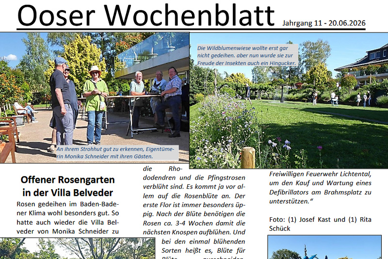 Ooser Wochenblatt Berichtet über offenen Rosengarten